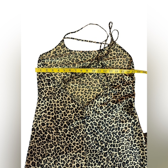 VICTORIA'S SECRET Leopard Print Satin Medium Chemise Full Length Lingerie.  E33 - Picture 15 of 15